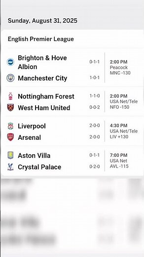 Premier League Sunday Fixtures | EPL Match Schedule & Kickoff Times 2025/26 #plfixtures #livepremier