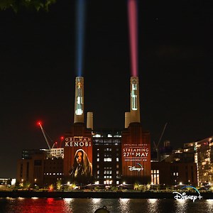 106K views · 5.1K reactions | Obi-Wan Kenobi and Darth Vader’s lightsabers appeared on the iconic chimneys of Battersea Power Station to remind everyone that the Original Series is now streaming, only on Disney+. | Disney+ | Facebook