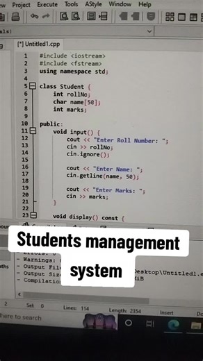 Students management system 😊 Do you like basic coding OR advanced Give me reply in comment👍🧐 Thanks for your support 👍 😊🥰 #CodingWithSA #codingwithme #codingtutorial #codinglife #computersciencelife @Programming_SA