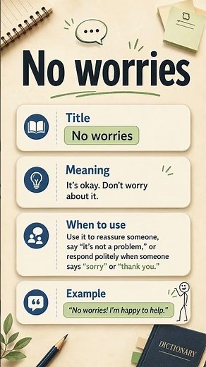 No Worries | Learn This Common English Expression in 30 Seconds #englishdaily #englishfluency