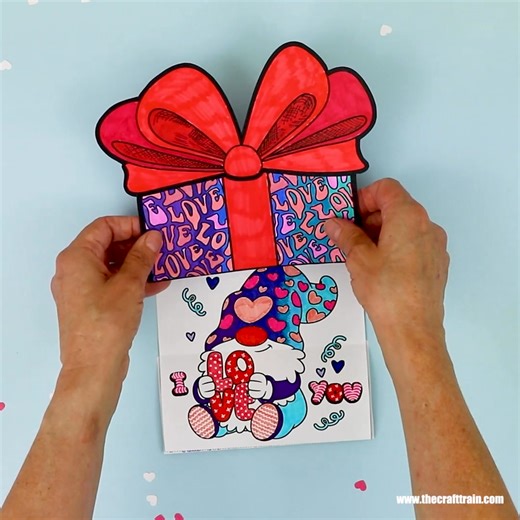 SUper cute Valentine Surprise card with mix and match options, new in our printables store this week! Type 'Valentine' in the comments for details | The Craft Train