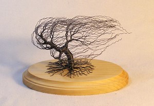 Twisted and Wrapped Dark Gray Steel Wire "curly" Windswept Tree Sculpture on Pine Base - Etsy