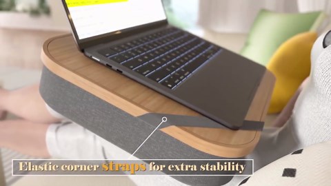 Mayjoy Bamboo Lap Desk with Storage, Cover Removable Lap Desk for Lap, Computer Laptop Stand on Lap, Work on Bed or Couch, Write or Draw on Your Lap (Navy Star)