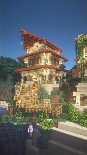 Build a small sandstone house in Minecraft with ocean view #Shorts