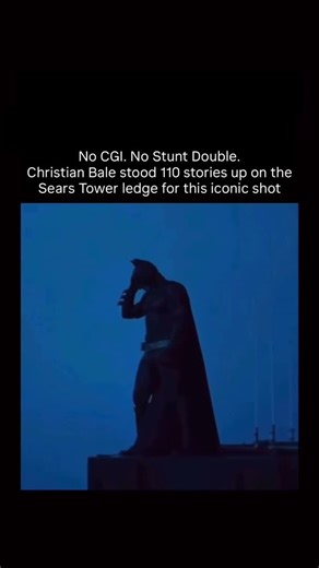 The Dark Knight Trilogy Collection on Instagram: "One of the most memorable images in Batman film history was performed by Christian Bale himself in The Dark Knight. While filming atop the Sears Tower, Bale insisted on standing on the ledge 110 stories above Chicago to portray Batman surveying the city. The shot was initially assigned to his stunt double, Buster Reeves, but Bale personally convinced both Reeves and director Christopher Nolan to let him do it himself. Nolan later acknowledged the