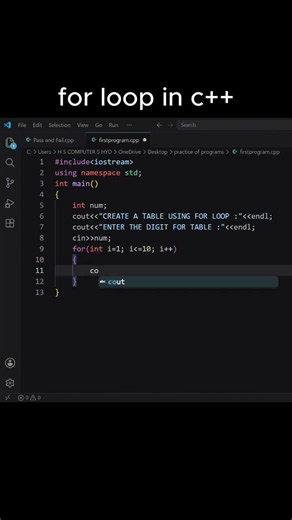 Create a Table Using For Loop in C++ | C++ Programming #shorts