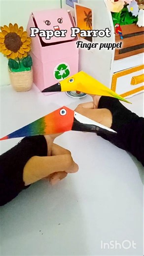 Paper Parrot🦜 finger puppet✨| #diy #papercraft #origami #easycraft