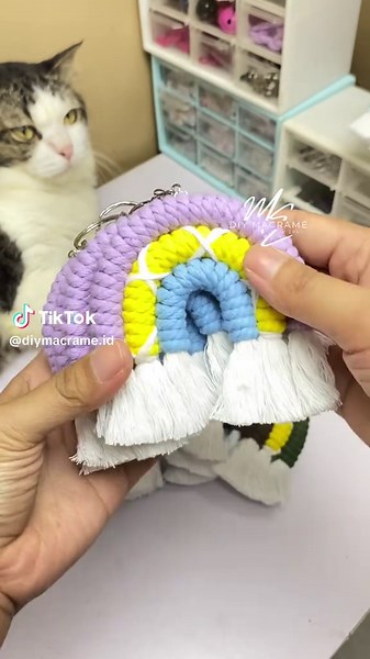 Macrame Rainbow Keychain: Handmade Craft Idea