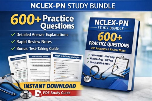 NCLEX-PN Study Bundle | 600  Practice Questions & Review (PDF Download - Etsy UK