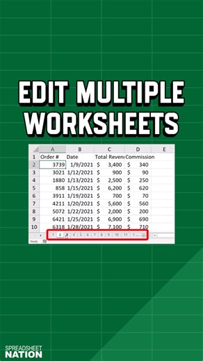 Did you know you can edit every worksheet in Excel at once? 😳 Group your sheets, make a change, and it updates everywhere! #ExcelHack #SpreadsheetNation #ProductivityTools #OfficeHacks | Spreadsheet Nation