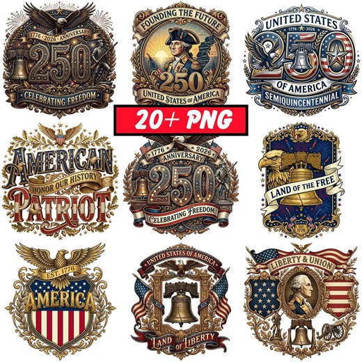 USA 250th Anniversary PNG Bundle - Patriotic Eagle & Liberty Bell Digital Art Collection , ( Transparent Background ) - Etsy