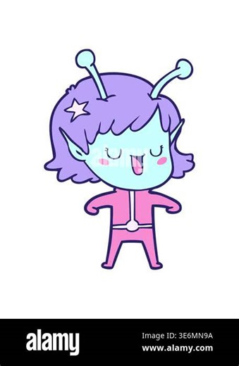 jiggle and pause animation of happy alien girl cartoon Stock Video Footage - Alamy