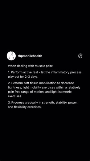 Muscle Pain Tips 🧠 Follow for more rehab and fitness tips by a doctor of physical therapy! Visit link in bio for website, to subscribe to free monthly newsletter, 1-1 training options, remote training, or to contact me. #musclepain #musclepainrelief #pain #painreliever #painrelief #doctorofphysicaltherapy #physicaltherapy #physio #physiotherapy #wellness #healthylifestyle #movementismedicine #longevity #longevitytips #healthtips #rehabscience #rehabtips #recovery | Revolution Health and Perform