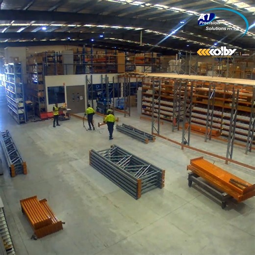 A1 Precision Solutions on Instagram: "We’ve successfully delivered Stage 2 of this high-performance storage upgrade, installing an elevated floor system built over pallet racking to dramatically increase storage capacity and maximise vertical space. This timelapse captures the transformation — from structural racking installation to the construction of the elevated floor, finished with rack shelving, fall protection systems, and protective safety railing. Next step: Stage 3 — full space optimisa
