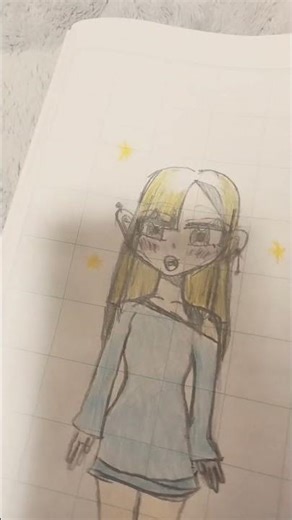 姫カットの子を描いてみた！！ 小4の絵