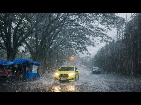 Rainy Walk ASMR 🌧️ Umbrella Sounds, Street Ambience, Deep Relaxation