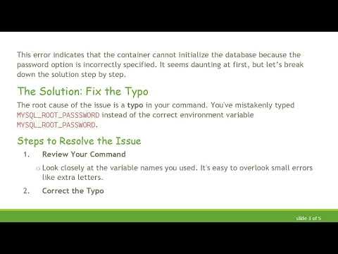 Resolving the MYSQL_ROOT_PASSSWORD Typo in MySQL Docker Container Setup