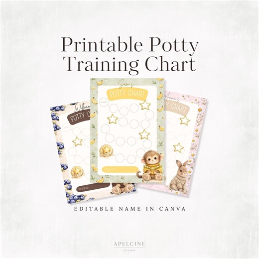 Printable Potty Training Chart for Toddlers, Editable Reward & Sticker Chart With 6 Themes and Certificate, Visual Chart, PDF Download - Etsy
