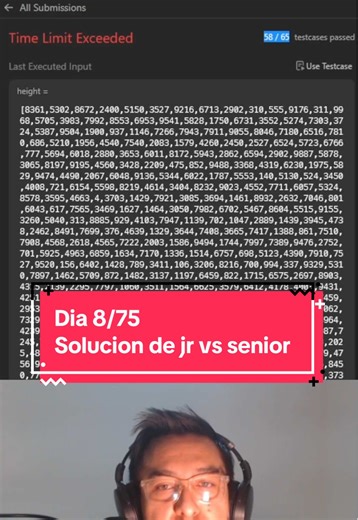 Día 8/75 Reto leetcode Solución de jr vs senior #dsa #software #leetcode #interview #desarrollador
