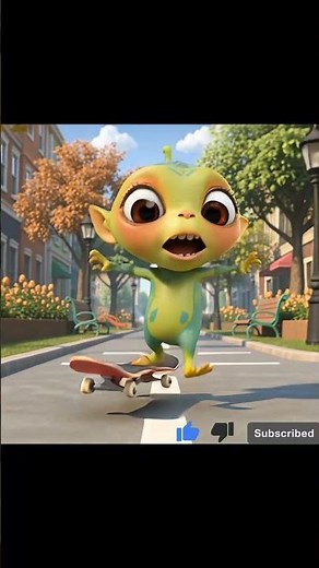 Zobi the Alien Tries Skateboarding 😂🛹#ai