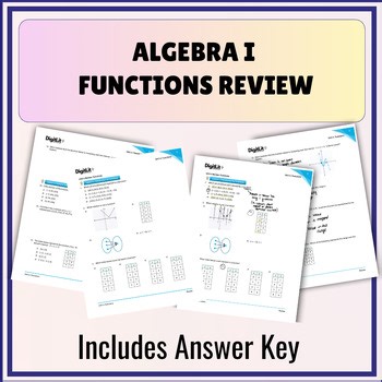 Functions Editable Algebra Review Worksheets, Study Guide | 8th-10th Grade