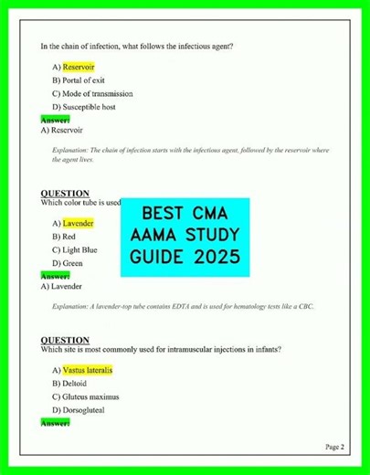 Certified Medical Assistant CMA AAMA Study Guide 2026 Latest Exam Prep Questions and Answers Full!