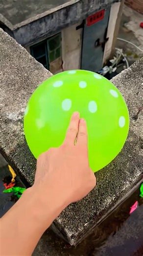 🎈 Will a water balloon and it rolls down from a tall building !!! #shorts #watermelon #satisfying