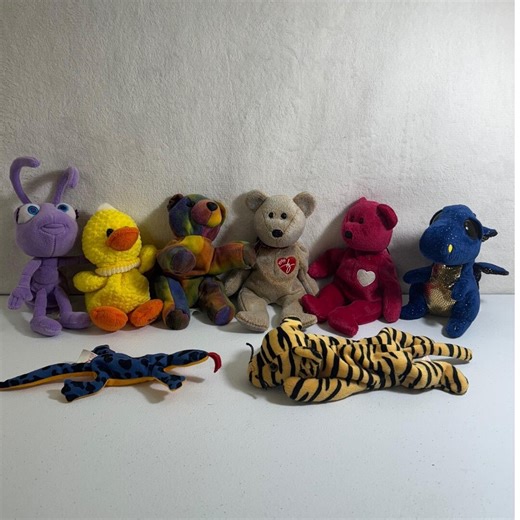 8*beanie Babies Plush Toys Dragon Lizard Tiger Duck Ant Bearbeanie Lot VTG 90s - Etsy