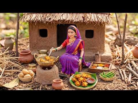 🥥🌾 Miniature Doll Crispy Potato Fries & Chutney Dip Cooking ASMR | Indian Village Tiny Kitchen Story