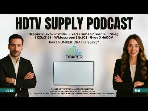 Draper 254257 Profile+ Fixed Frame Screen 255"diag. (123x216) - Widescreen [16:10] - Grey XH600V