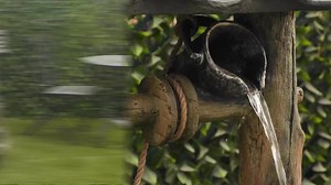 Alpine Corporation 39 in Tall Water Well Tiered Fountain with LED Lights, Green WIN1250