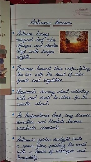 Autumn 🍂 Season Essay Writing ✍️/ Short Essay on Autumn Season / Simple Neat Cursive Writing #shorts
