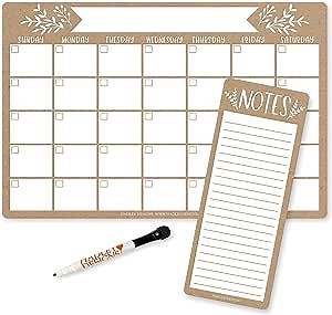 Magnetic Fridge Calendar Dry Erase Magnetic Calendar for Refrigerator - Rustic Magnetic Dry Erase Calendar for Fridge, White Board Calendar for Wall, Dry Erase Board Calendar, Magnetic Notepad