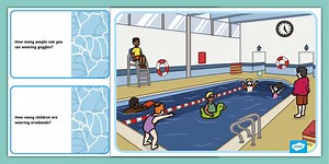 Swimming Pool Scene and Question Cards