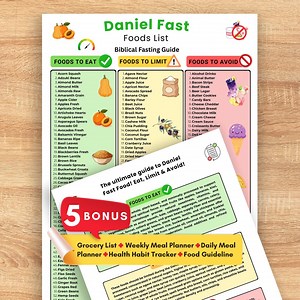 Daniel Fast Food List Printable, Daniel Fast Meals, Daniel Fast Food Ideas, Daniel Fast Food Chart, Daniel Fast Food Diet Plan, PDF - Etsy