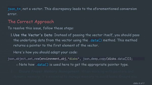 Resolving JSON Type Conversion Errors in C++: A Guide to Handling Vectors and Pointers