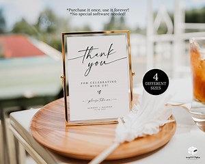 Minimalist Wedding Thank You Sign, Bridal Shower Thank You Sign, Bachelorette Favors Sign, Wedding Gifts Table Sign, Thank You Sign Template - Etsy