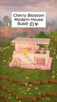 Minecraft 🌸 Pink Cherry Blossom Modern House Build! 🏡✨ #shorts #fyp