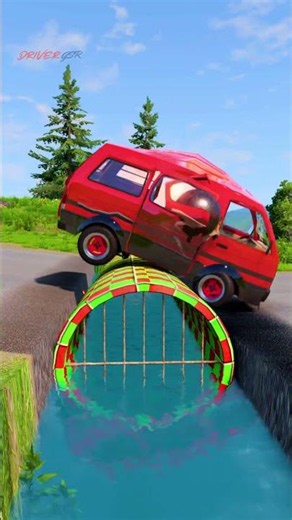 Mega truck and minivan vs cannon vs large gutter | BeamNG drive