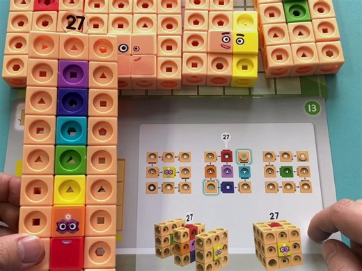 数字积木方块numberblocks玩具21-30套装题卡玩法之题卡13数字27的故事