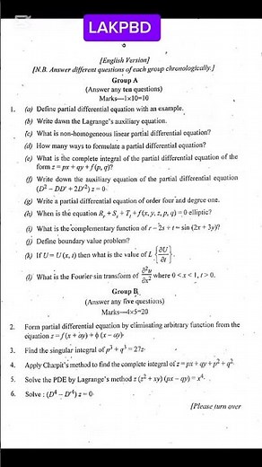 Partial Differential Equations Question 2024