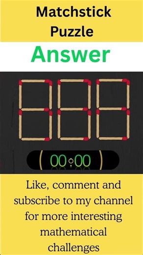 Remove THREE matchsticks & make a BIGGER Number #matchstickpuzzles #matchstickpuzzle #mathquiz