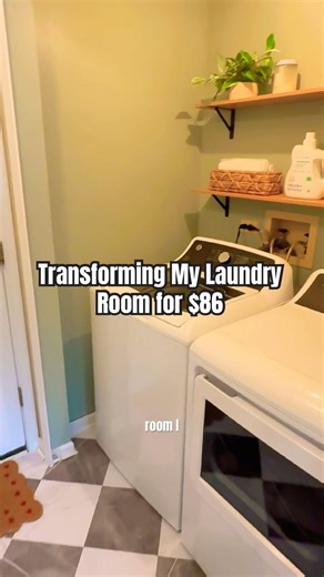 Transforming my laundry room for $86 🧺🤍🌿 #diyprojects #laundryroommakeover
