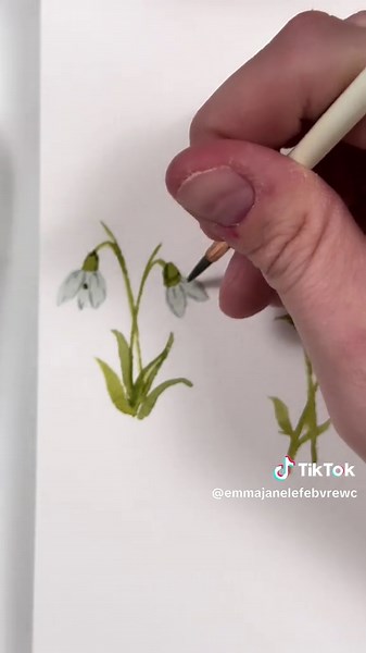 Paint some tiny watercolour snowdrops with me! #watercolor #watercolour #beginnerwatercolor #beginnerwatercolour