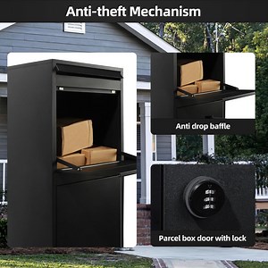 [Hot Item] Parcel Mailbox with Secure Storage Compartment Super Large Steel Freestanding Package Delivery Box for Outdoor Porch Curbside