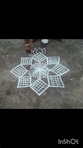 simple lotus kolam/easy kolam#rangolidesigns #muggulu