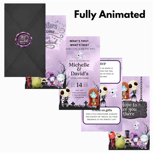 Nightmare Before Christmas Animated Video Invitation Template | Editable in Canva | Instant Download - Etsy