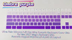 Ultra Thin Silicone Full Size Wireless Numeric Keyboard Cover Skin for Mac 2017 Magic Keyboard with Numeric Keypad MQ052LL/A A1843 US Layout,Ombre Green