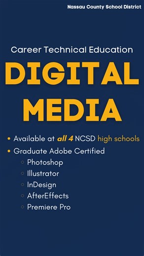 1.6K views |  Creativity meets technology in the Digital Media CTE program! #CTE #NicerInNassau #DigitalMedia #AdobeCertified | Nassau County School District | Facebook