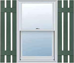 Builders Edge 12 in. W x 39 in. H Builders Edge, Standard Three Board Spaced, Board-n-Batten Shutters, Includes Matching Installation Spikes (Per Pair), 028 - Forest Green